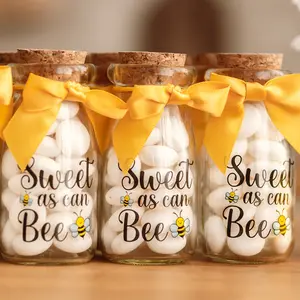 Sweet as Can Bee Glass Bottles for Baby Showers & Birthday Party Favors with Thank You Stickers Yellow Bows for Table Centerpieces Gifts