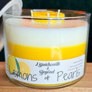 Liquidscentz Lemons & Pearls 16 oz Wickless Candle for 50 Hours of Clean Flameless Fragrance Perfect for Cozy Nights