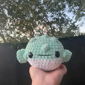 Icy Green Puffer Fish Crochet Plush
