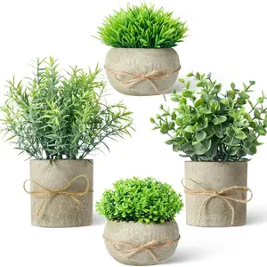 4 Small Artificial Plants, Indoor Fake Plants, Lifelike Fake Plant, Home Decor, Plastic Potted Plants, Suitable for Bathroom Decoration