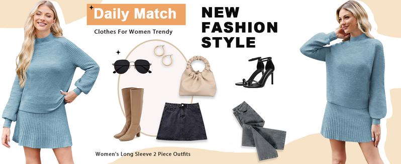 Imily Bela Women's 2 Piece Outfits 2025 Long Sleeve Mock Neck Ribbed Sweaters And Mini Skirt Two Piece Sets Imily Bela Women's 2 Piece Outfits 2025 Long Sleeve Mock Neck Ribbed Sweaters And Mini Skirt Two Piece Sets