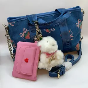 Juicy Couture Denim Strawberry Charms Mini Tote