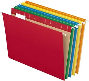 Hanging File Folders, Letter Size, Assorted Colors, 1/5-Cut Adjustable Tabs, 25 Per Box