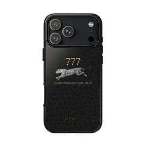 777 Angel Number Phone Case | Everything Is Aligning For Me | Black & Gold Luxury Aesthetic iPhone Case | Spiritual Manifestation Gift