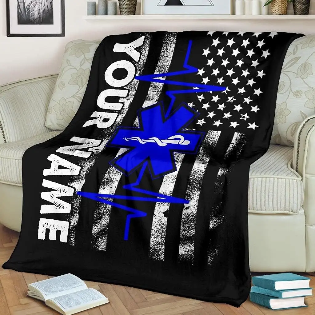 EMT Blanket Paramedic Throw Blanket EMT Fuzzy Plush Soft Micro Sherpa Blanket Bed Throw Size Tapestry Wall Hanging for Bedding Sofa and Travel B804 (Style 1)a