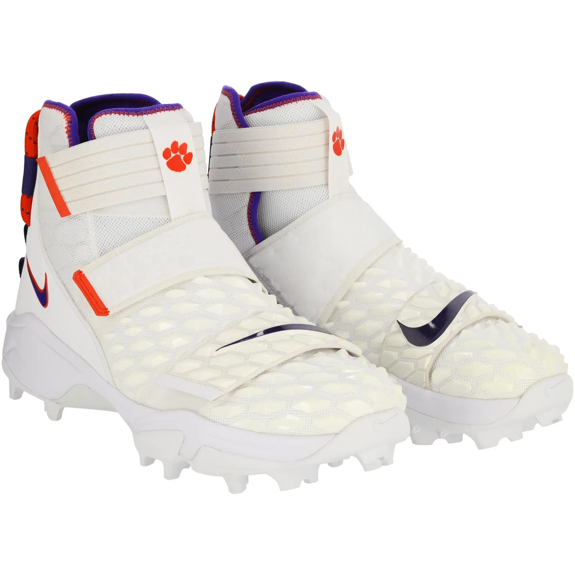 Clemson Tigers Team-Issued White and Orange Savage Cleats from the Football Program - Size 17 - Fanatics Authentic Certified - College Memorabilia