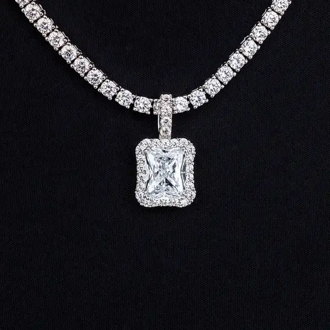 GLD Micro Diamond Stone Pendant in White Gold - Perfect Gift