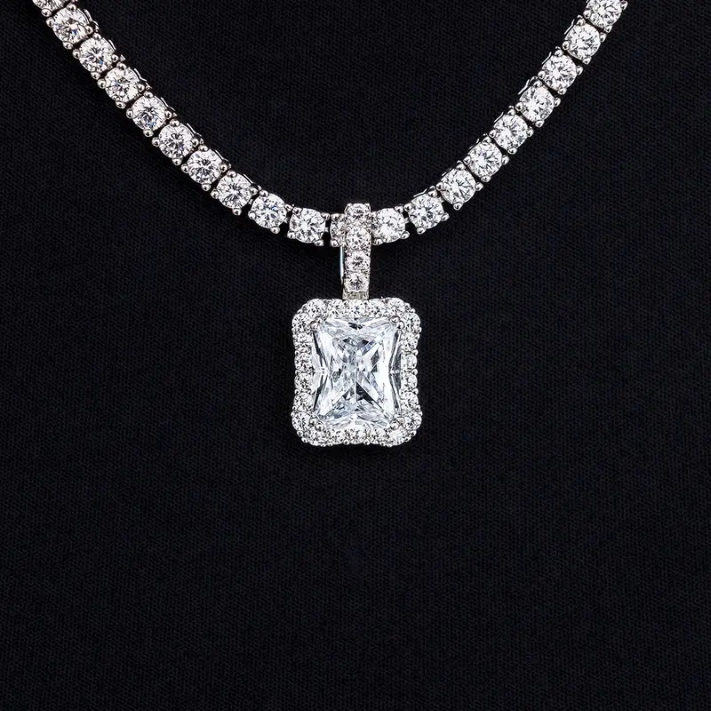 GLD Micro Diamond Stone Pendant in White Gold - Perfect Gift