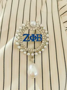 Greek Jewelry Artificial Pearl Rhinestone Round Brooch Blue Letter Alloy Women's Accessories, Waterdrop Pendant Design