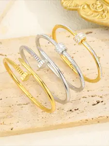 Stainless Steel Exquisite Personality Stainless Steel Rotary Bracelet Flower Nail Light Luxury Bracelet Set Men Women Daily Vacation Accessories Gift Daily Wear
