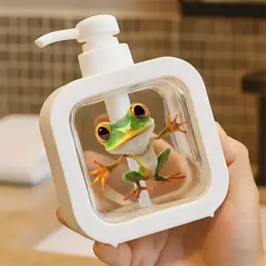 Whimsical Frog Design Pump Dispenser - 3D Cartoon Style Refillable Soap/Shampoo Container, Durable Plastic for Kitchen & Bathroom, Fun Decor for Kids' Spaces!