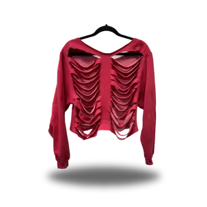 RED ROAD RASH WIDENECK CROP TOP SWEATER 1.0