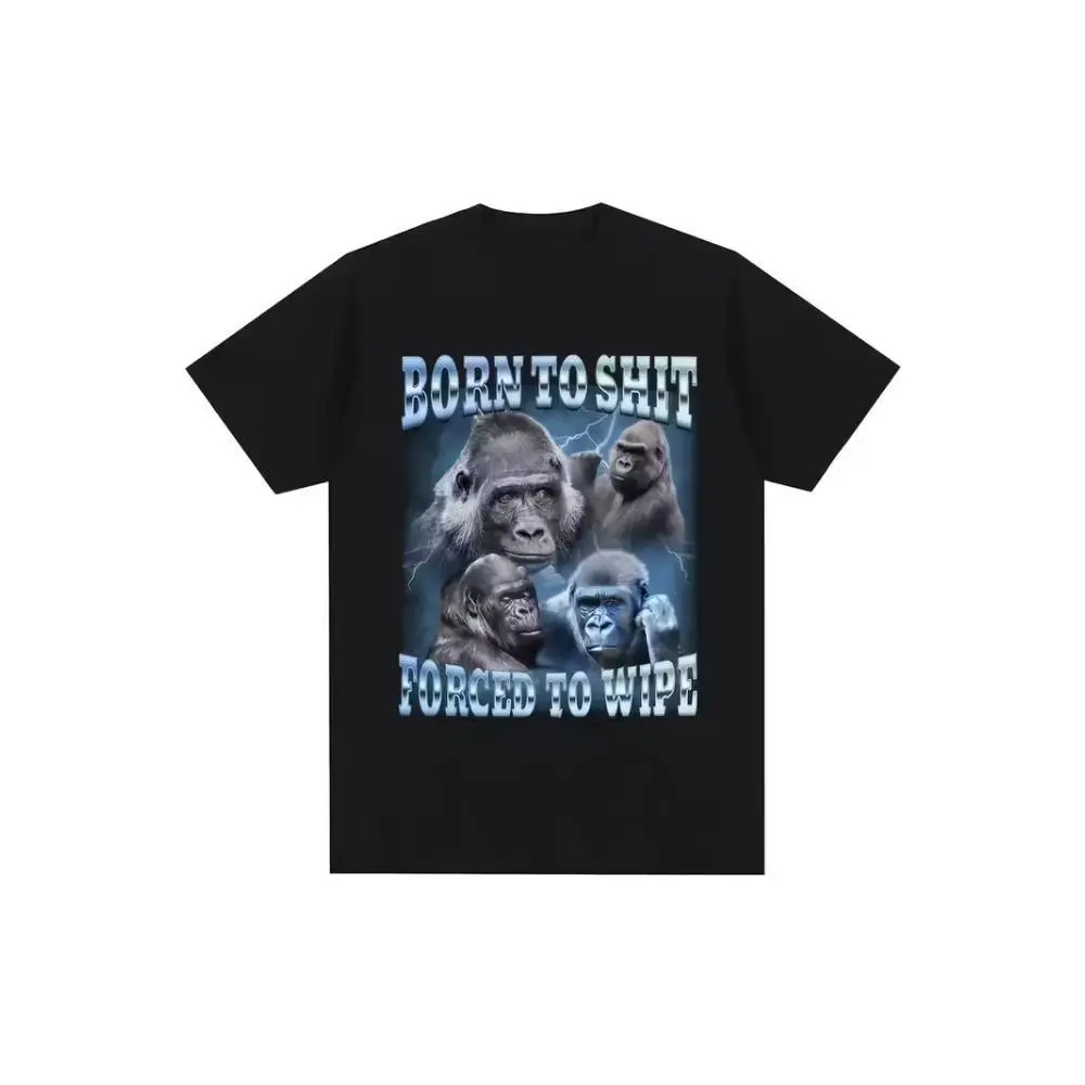 Women's Cotton Shirts, Casual Gorilla Graphic Bold Humor Tee with Short Sleeves, Custom-Made & Machine Washable for All Seasons, Lightweight, Round Neck, Foldable