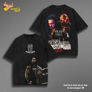 ROMAN REIGNS WRESTLEMANIA VESGAS Vintage Washed T-Shirt, Wrestler Shirt, WWE Shirt Unisex TShirt, men gifts Menswear Underwear Cotton Classic graphic