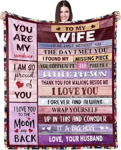Blanket Gifts for Wife Romantic Anniversary Birthday Gifts for Wife Her I Love You Presents for Wife from Husband to My Wife Warm Gifts for Christmas Valentine's Mother's Day