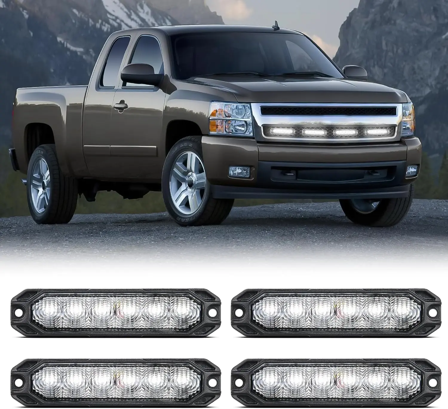 Nilight 4PCS 6LED Ultra-Slim Surface Mount Strobe Work Light Bar Kit, 12-24V Sync Flashing, with Strobe Light Module, Screws & Gaskets, 17 Patterns, for Truck/SUV/ATV