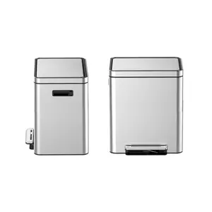 GARVEE Stainless Steel Dual Compartment 36L Step-Pedal Waste Bin with Removable Odor-Control Buckets, Ideal for Arabic Kitchens and Large Family Homes