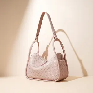 SADI Classic Versatile Fashion Women's Woven Bag Canvas Bag New Cowhide Leather Shoulder Handbag