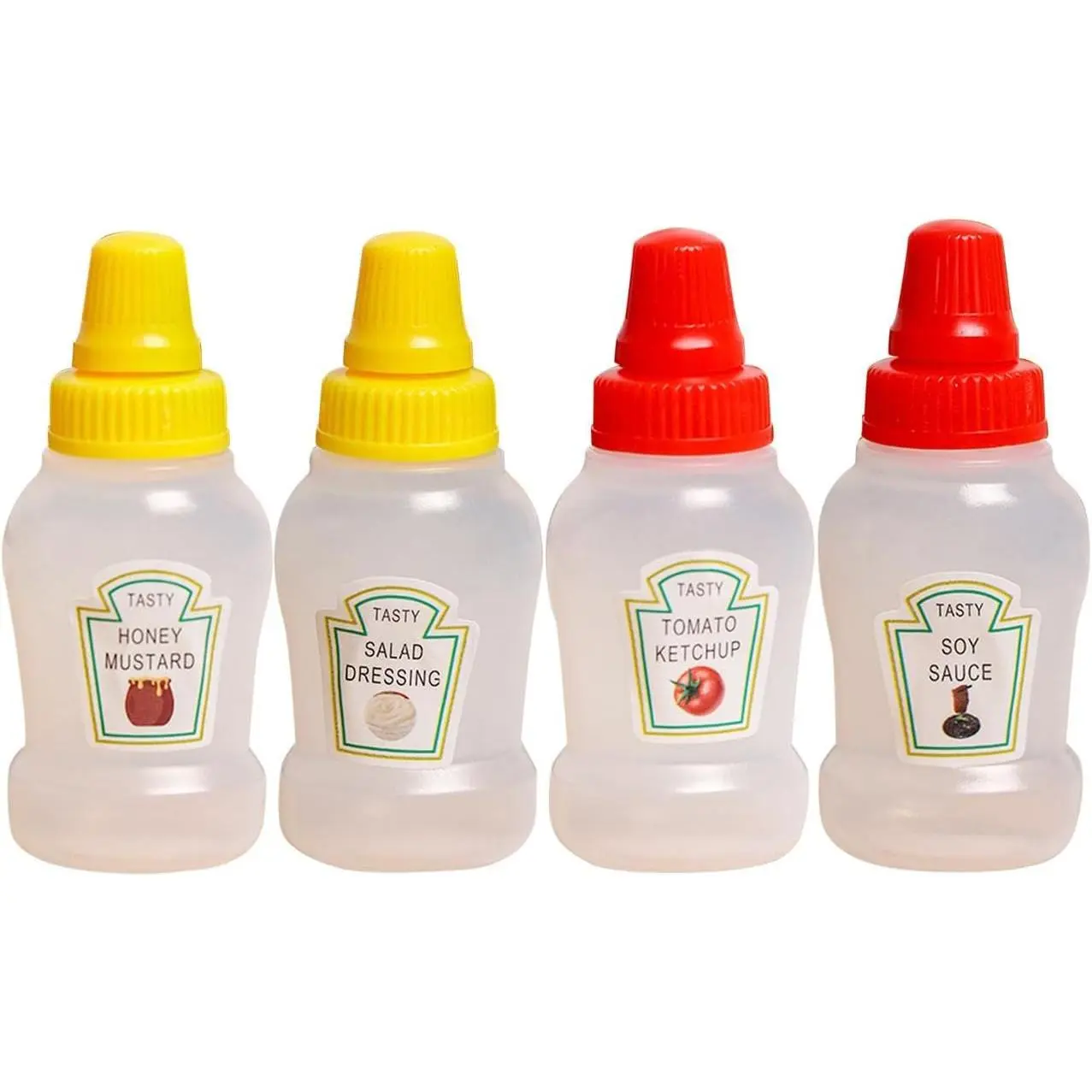 4 count Mini Ketchup Bottles, 25ml Refillable Condiment Squeeze Bottle Salad Dressing Tomato Bento Box Diner Mayo Syrup Containers for  Adults Office Worker Condiment Squeeze Bottles