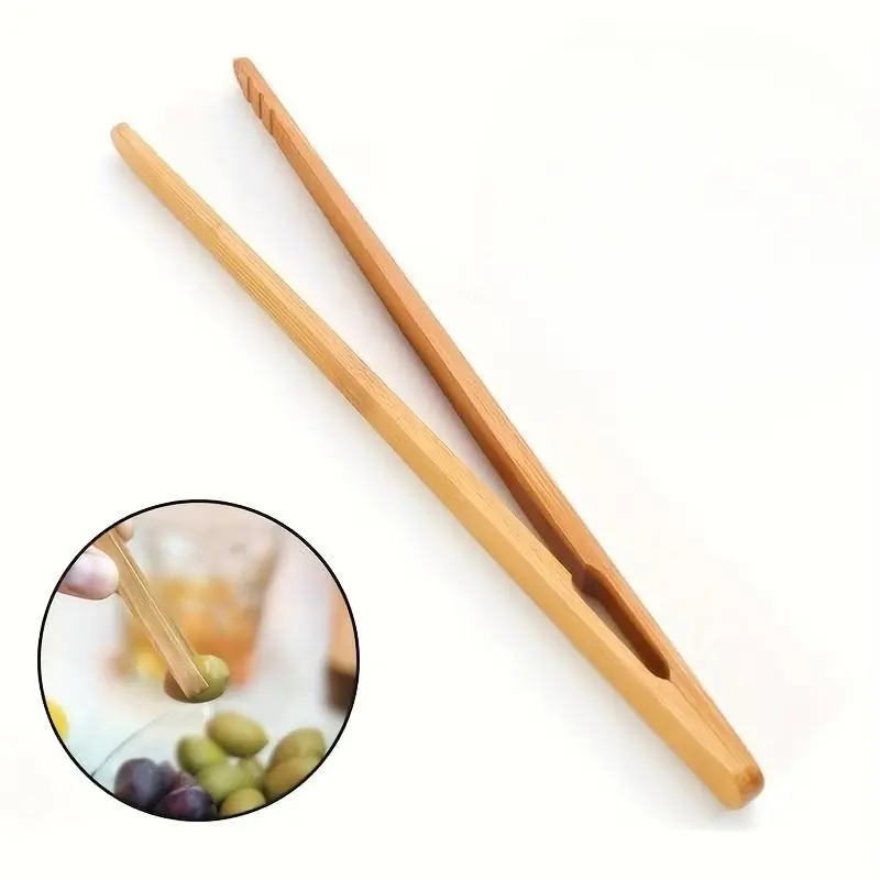 4pcs Bamboo Wooden Toaster Tongs for Toast Pickles Tea Cooking Kitchen Tongs Outdoor Camping Picnic Hiking, Kitchen Stuff Cookware Barbecue Tool Accessories