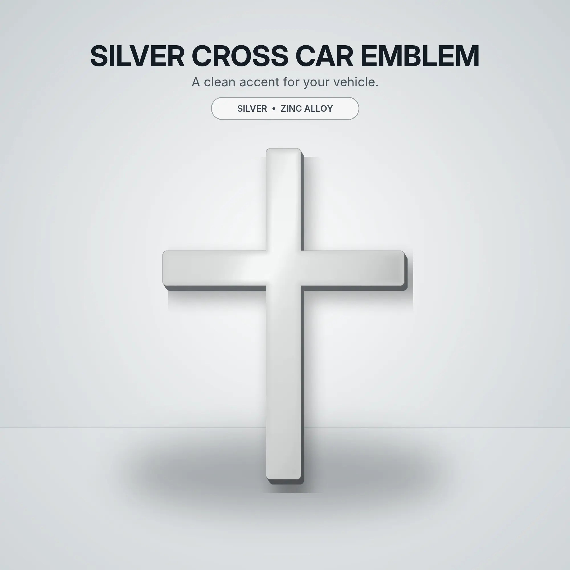 Silver Cross Car Emblem Sticker, Metal Christian Cross Decal for Vehicle Exterior Decoration, Faith Auto Accessory