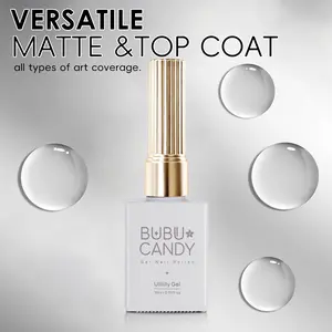 BUBUCANDY Base & Top Coat Set 2Pcs, 15ml Each, HEMA-Free & TPO-Free, Non-Toxic Acid-Free Base Coat, No Wipe High Gloss Diamond Shine Top Coat, Salon Quality, Long Lasting 28+ Days, DIY Home Nail Art Essentials