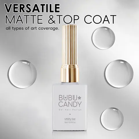 BUBU CANDY M's Pick: Gel Base & Top Coat Set, 2PCS 15ML HEMA-Free & TPO-Free No Wipe High Gloss Diamond Top Coat & Acid-Free Base Coat, 28+ Days Long Lasting