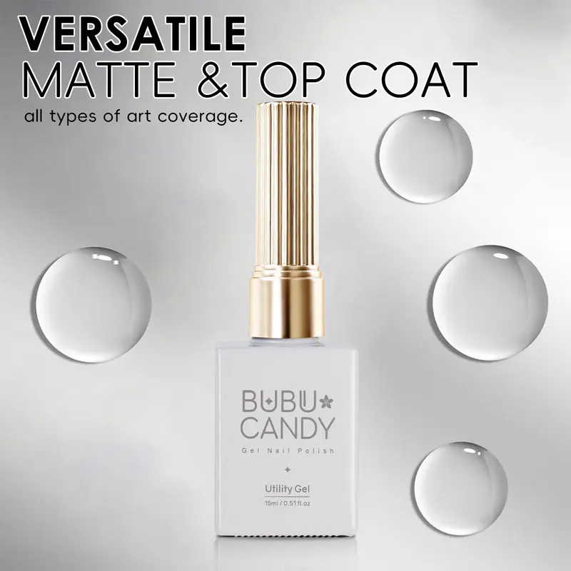 BUBU CANDY M's Pick: Gel Base & Top Coat Set, 2PCS 15ML HEMA-Free & TPO-Free No Wipe High Gloss Diamond Top Coat & Acid-Free Base Coat, 28+ Days Long Lasting