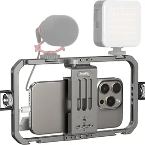 Universal Phone Cage, Smartphone Video Rig Kit with Handles, Handheld Filmmaking Vlogging Case Stabilizer for Videomaker, for iPhone 17/16/15 for Samsung for Pixel and Other Android Phones