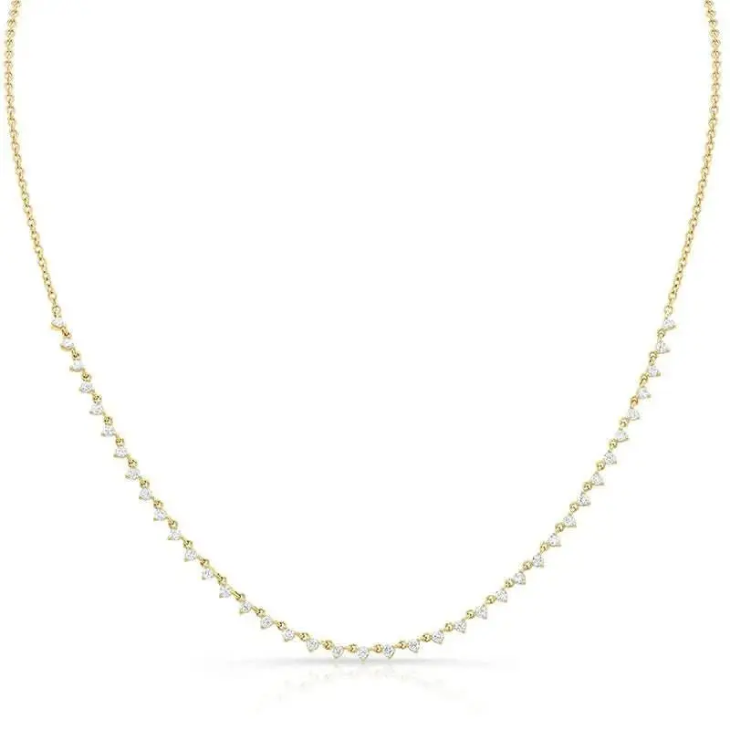 14K Yellow Gold Illusion Prong Set Diamond Necklace