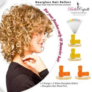 2 Pack of Orange + 2 Yellow + Pack of 25 pack of Hourglass 5" Metal Hair Pins