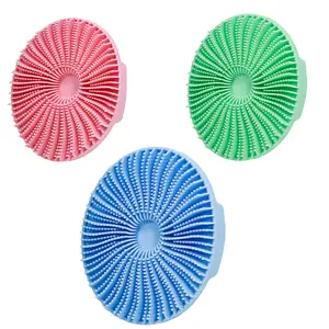Food-Grade Soft Silicone Handheld Body Scrubber Shower Brush, Gentle Exfoliating Cleansing Brush, Rich Lather Deep Clean for Back, Arms, Legs, Reusable Washable Bath Exfoliator, Comfort Grip Shower Skincare Brush for Men Women All Sensitive Skin Types