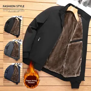 Men's Autumn Winter Fleece Lined Thick Warm Jacket Coat Loose Fit Versatile Casual Fashion Top Coat Fleece Lining Comfortable Warm Design Menswear Stylish Long Sleeve Black Plain Jackets Heated Jacket Fur Coat everyday winter warm fleece jacket trendy coa