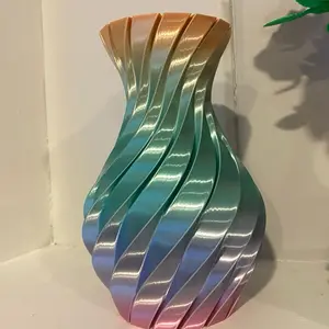 Rainbow Flower Vase Twist Design Multicolor Gradient Home Decor Centerpiece 6-1/4” TALL And 4” wide
