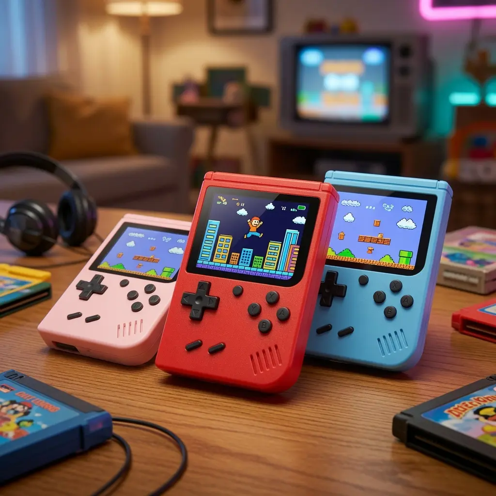 Portable Handheld Gaming Console with 720p LCD Display, 100-in-1 Classic Mini Retro Toy for Kids