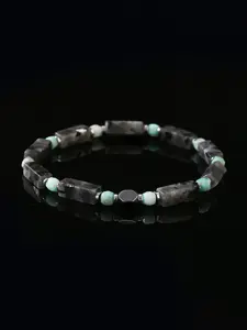 Men's Vintage Colorblock Stone Beaded Bracelet, Stainless Steel Jewelry for Party, Daily Clothing Decor, Trendy All-match & Exquisite Jewelry for Birthday Gift