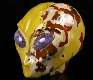 4.2" Mookaite Jasper Star Being Female Alien Crystal Skull Companion, Lepidolite Eyes