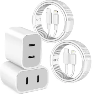 10FT/6FT Dual USB-C Charger Auto-Protect for iPhone 14/13/12/11/XS/XR , Fast Wall Plug Home/Car Use Springtok Cable Protection