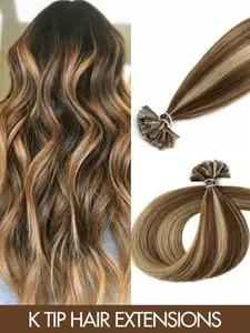 50pcs K-Type & V-Type Keratin Hair Extensions, Real Human Hair Extensions, 14-22 Inches Straight Hair, K-Type Keratin Hair Wefts, Invisible V-Type Hair Extensions