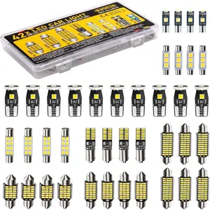 42 count Interior  Lights Super Bright White Dome Map Tail Cab Lights Bulb Kit Set T5 T10 28mm 31mm 36mm 41mm BA9S 6612F 194 LED Bulb for Trunk Cargo Door Courtesy License Plate Light
