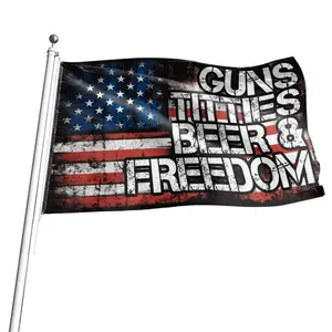 Funny American Flag Banner, 3x5 Feet, Durable Men's Cave Wall Flag, Includes 4 Brass Rings, Ideal for Dorm Room Decor, Outdoor Parties Decor, Party Decorations Banners