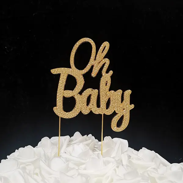 Tian Sweet 33014-OBg 2.8 oz Oh Baby Cake Topper - Gold