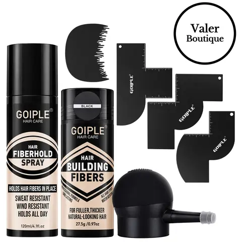 Goiple Hair Fiber Styling Set with Pump Applicator Volumizing Spray and Hairline Template for Reusable Beard Enhancement Barber Tools