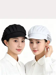 Chef Hat and Work Cap Set, Adjustable Elastic Chef Hat, Reusable Washable Half Mesh Cap, Kitchen Cooking Hat, Food Service Hat