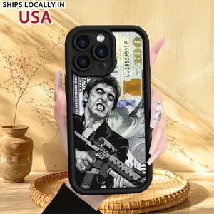 Creative Scar Face Painted Pattern Case for iPhone 16 15 14 Pro Max 13 12 11 XR XS E Plus Shockproof Drop Protection Rugged Durable Silicone Cover