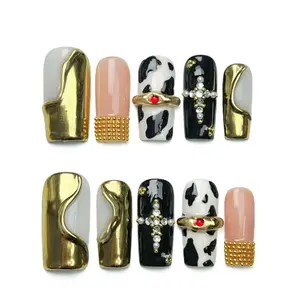 UNBOND 10pcs Handmade Press On Nails Square Nails