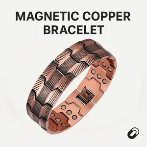 Men’s 3X Magnetic Copper Bracelet – Pure Copper Chunky Chain with Ultra-Strong Magnets, Adjustable Size Tool, Healing Therapy Bracelet for Arthritis & Joint Relief