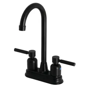 212 MAIN Concord Bar Faucet - Matte Black, Centerset Sink Faucet, Double Handle, High Arc, Deck Mount, Modern Kitchen Fixture for Food Prep