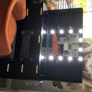 AMERLIFE 36.2/47.2" Fluted Vanity Desk with Mirror and Adjustable LED Lights, Large 4/7 Drawers Makeup Table with Glass Top and Charging Station for Women and Girls, Bedroom or Dorm/Best Gift Ideas/Christmas Gifts