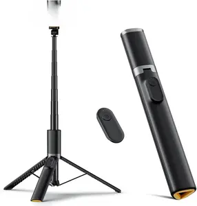 TODI 63" Cell Phone Selfie Stick Tripod, Portable Tripod for iPhone with Wireless Remote, Extendable Smartphone Stand, All-in-1, Compatible with iPhone/Android